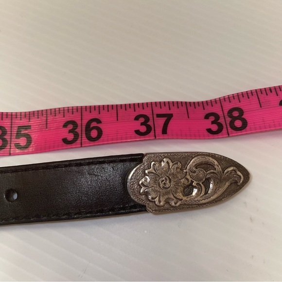 Western Silver Filigree and Black Leather Belt Made in 1995 - Picture 15 of 15